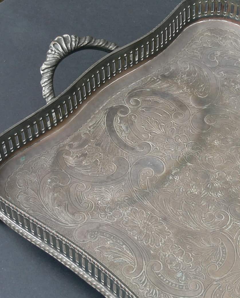 Sheffield Reproduction SILVER Plated On Copper Rococo Tray